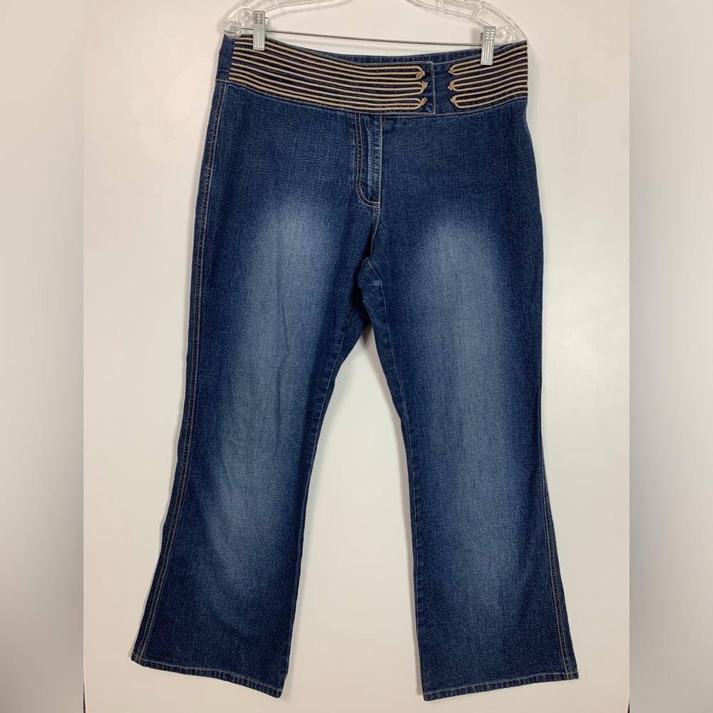 Y2K Route 66 Womens Blue Jeans Size 12 Stretch Fit Boho Fairy Vtg Gypsy Coquette